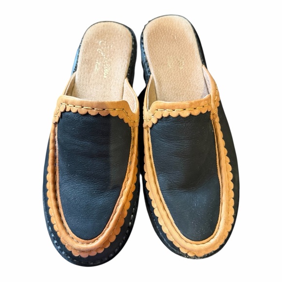 ANTHROPOLOGIE Seychelles Stand Tall Slip-On Flats Black Platform Mules Clogs 7 - Picture 8 of 13